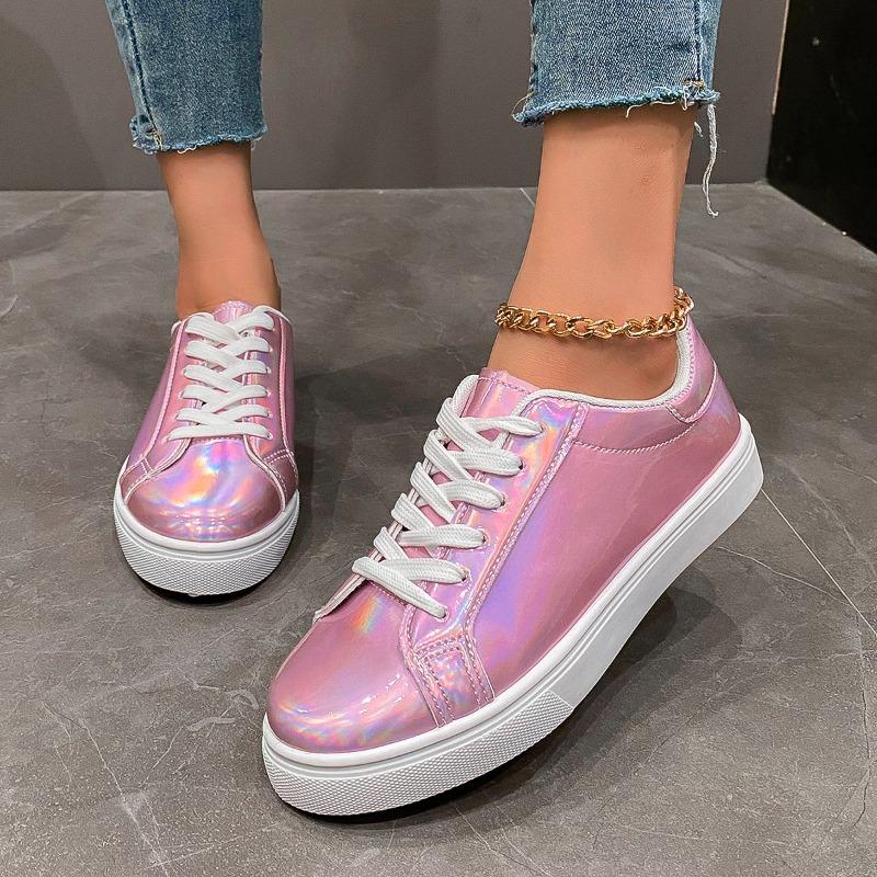 fashion Shoes for Women 2024 Hot Sale Lace Up Women Vulcanize Shoes Autumn Round Toe Solid Outdoor Casual Flat Comfortable Walking Shoes