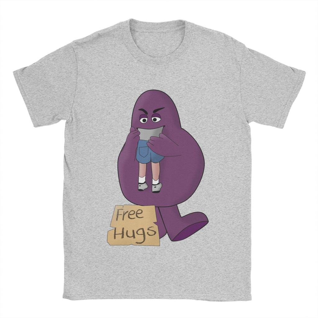 Hungry For Free Hugs From Grimace Men's T Shirts Novelty Tee Shirt Short Sleeve Crewneck T-Shirts Pure Cotton Gift Idea Clothes