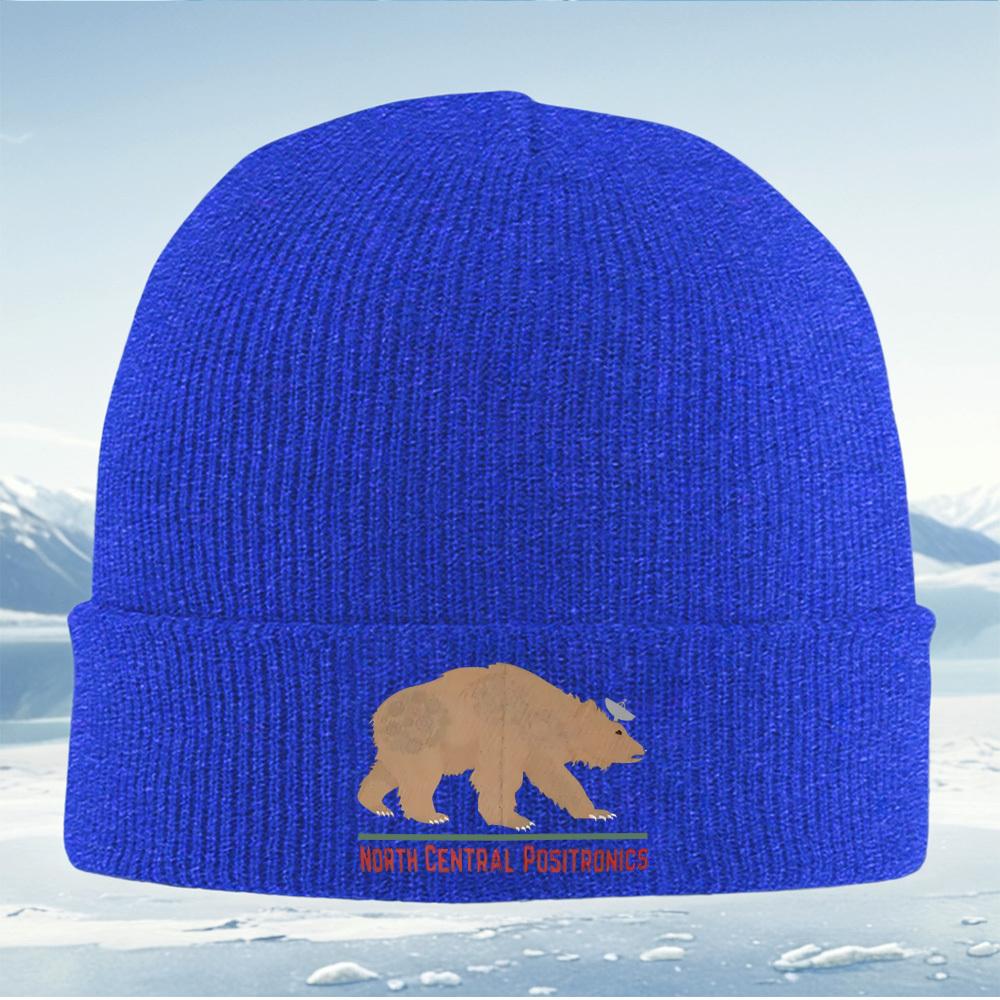 Bear silhouettesatellitecompany logoblack background Men Women Unisex Knitted Hat Beanie Pullover Cap Winter Thermal Warm Chr