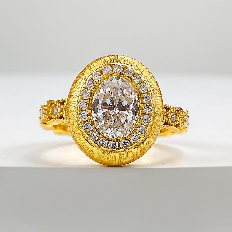 

Позолоченное винтажное кольцо Longlongjin в форме яйца, 1,25 карата, серебро S925 Size 6