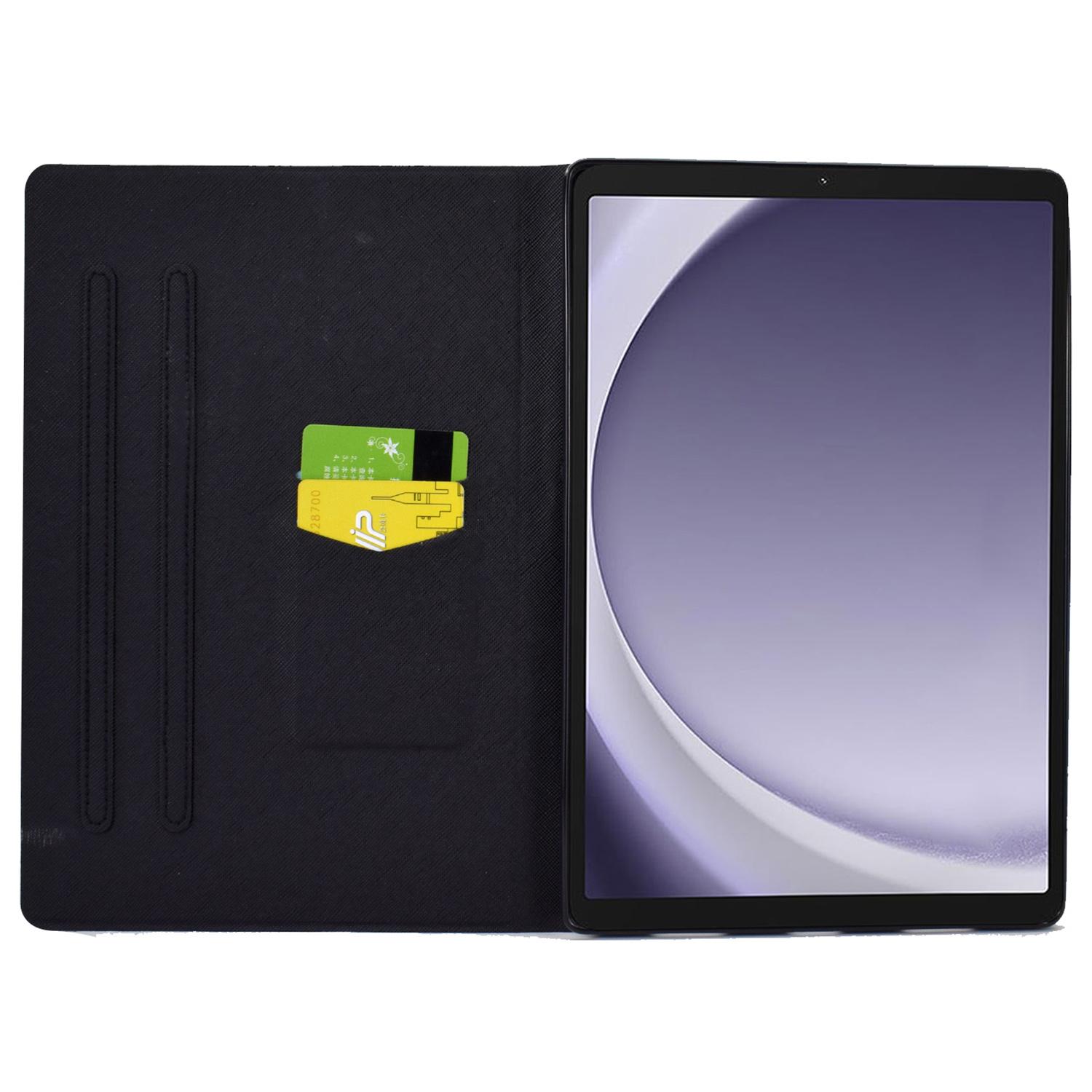 

For Samsung Galaxy Tab A9 Case Card Slots PU Leather Tablet Cover Leaves