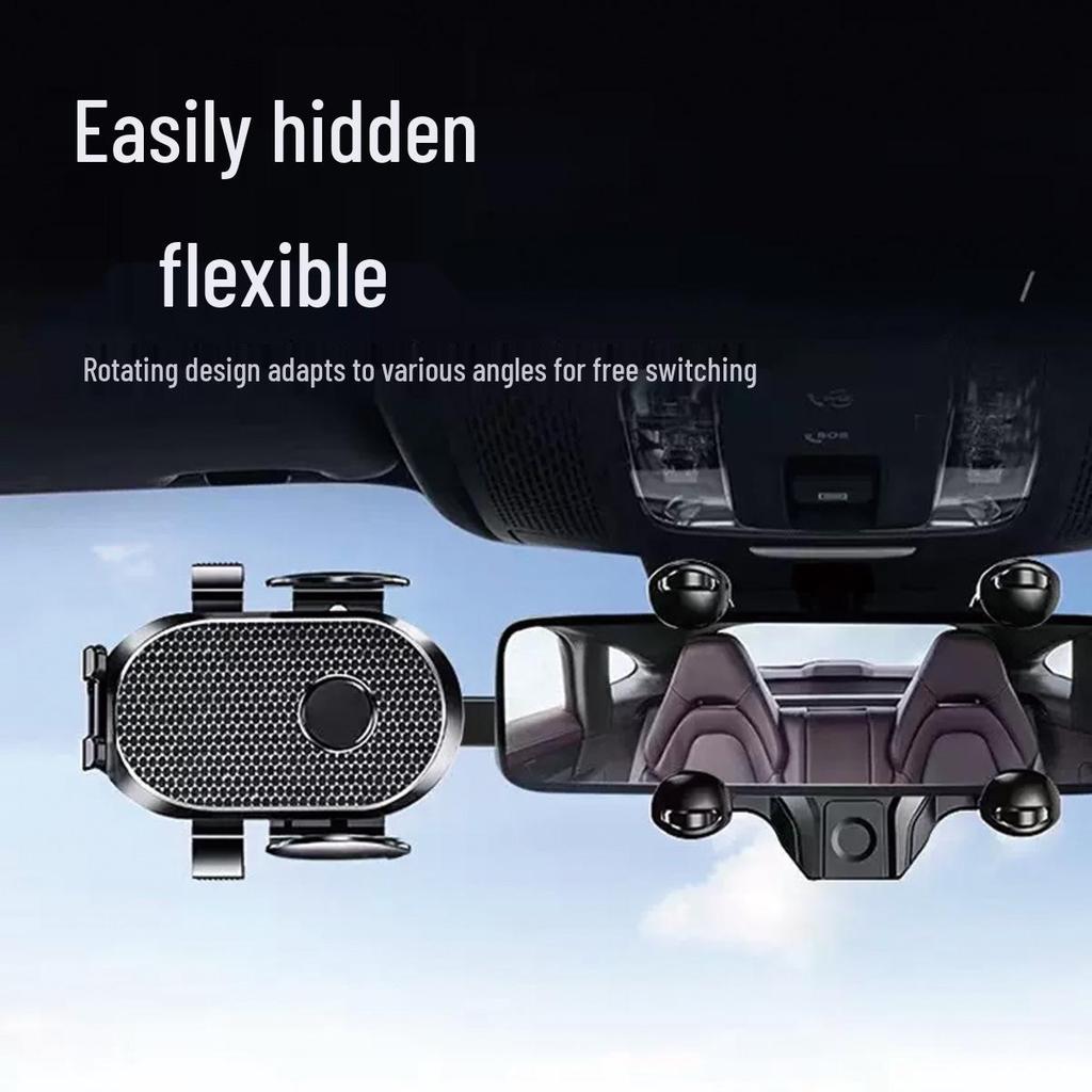 Adjustable Multi-Angle Rearview Mirror Phone Holder for Car Navigation