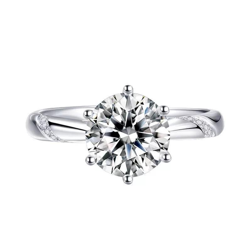 One Carat Moissanite Six-Prong Sterling Silver Ring with GRA Certification - Perfect for Proposal or Qixi Gift, S925
