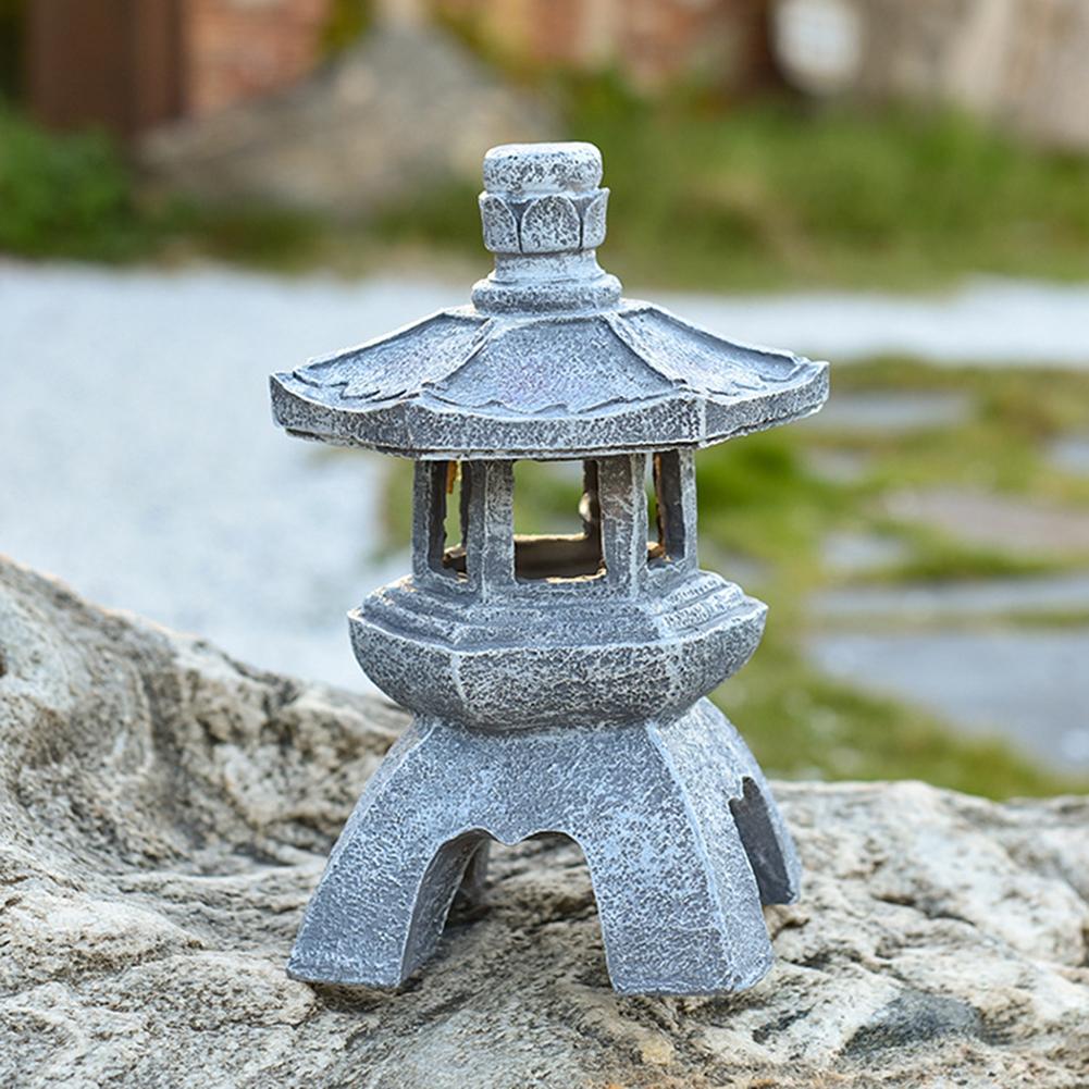 Pagoda Garden Statues Solar-Powered Garden Light Zen Lantern Outdoor Decor
