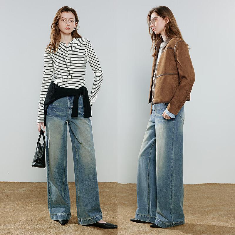 Chuyu Focus Women's Distressed Wide-Leg Jeans