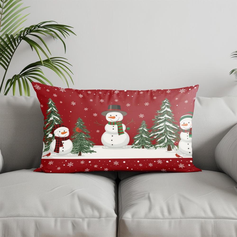 Home Decor Christmas Snowflake Plaid Pillow Suitable For Sofa Bedroom Car Pillow Cover Cushion Rectangular Back Cushion