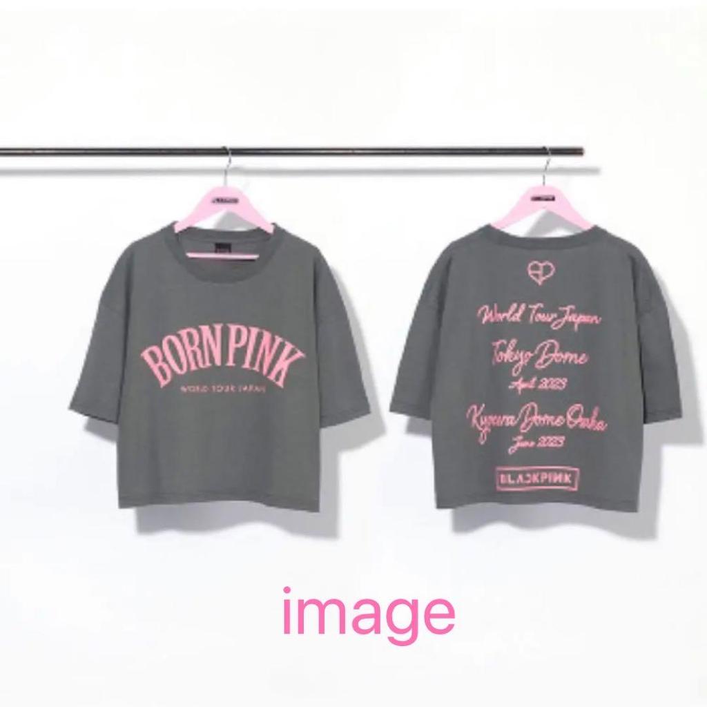 [USED] BLACK PINK Official Logo T-Shirt Gray Short