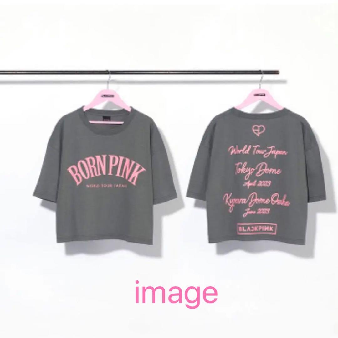 

[USED] BLACK PINK Official Logo T-Shirt Gray Short