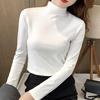 Top Half High Collar Long Sleeves Slim Fit Bottoming Blouse Autumn Winter Undershirt Thickened Double-Sided Fleece Pure Color Thermal Daily Clothing