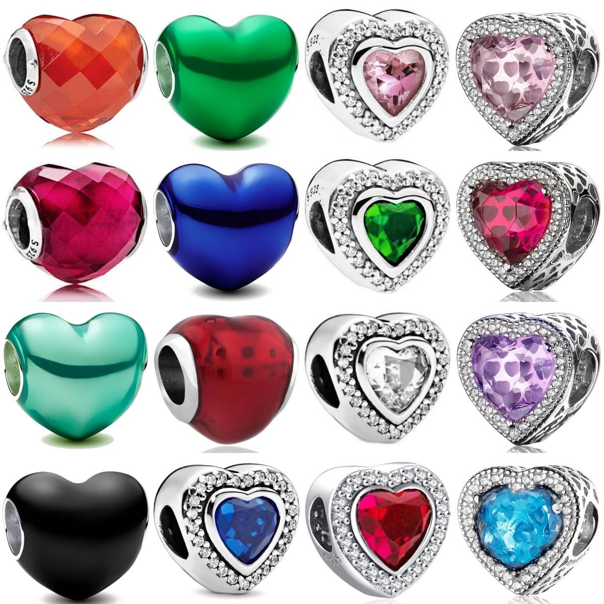 Yiran Jewelry Women's Authentic Metallic Multicolour Heart Charms Beads Compatible With Original Copper Bracelet Jewelry Diy Style Jewelry Item Gift