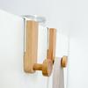 Multiple Purpose Cabinet Hook with Iron & Wood Space Saving Door Mount Hook 4pcs for Hanging Items In Various Rooms Saving