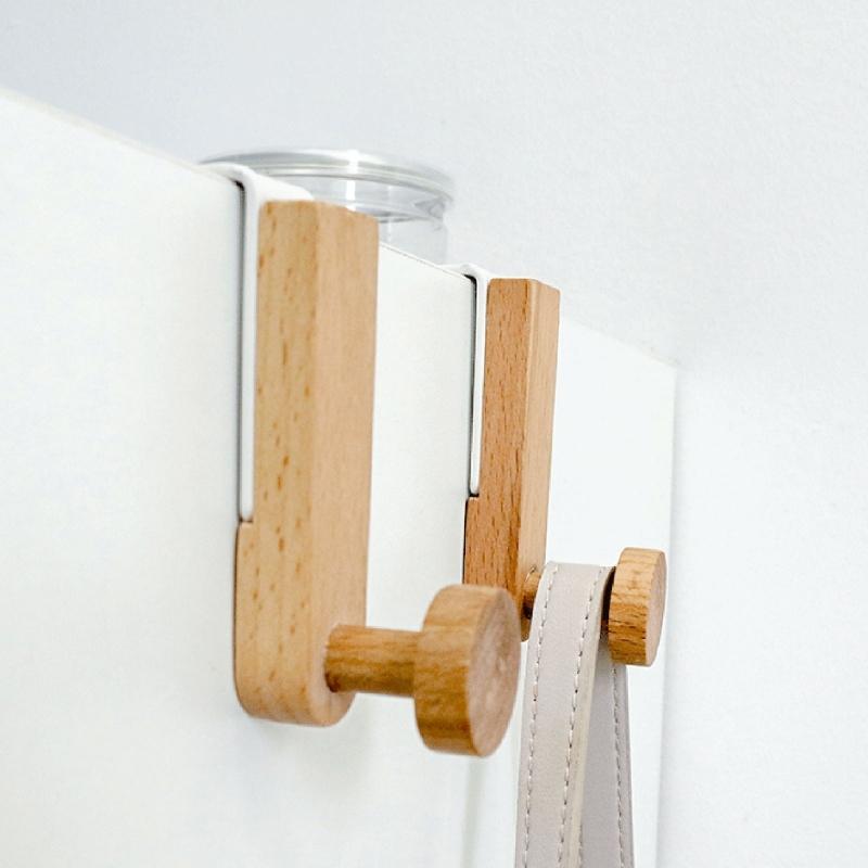 Multiple Purpose Cabinet Hook with Iron & Wood Space Saving Door Mount Hook 4pcs for Hanging Items In Various Rooms Saving