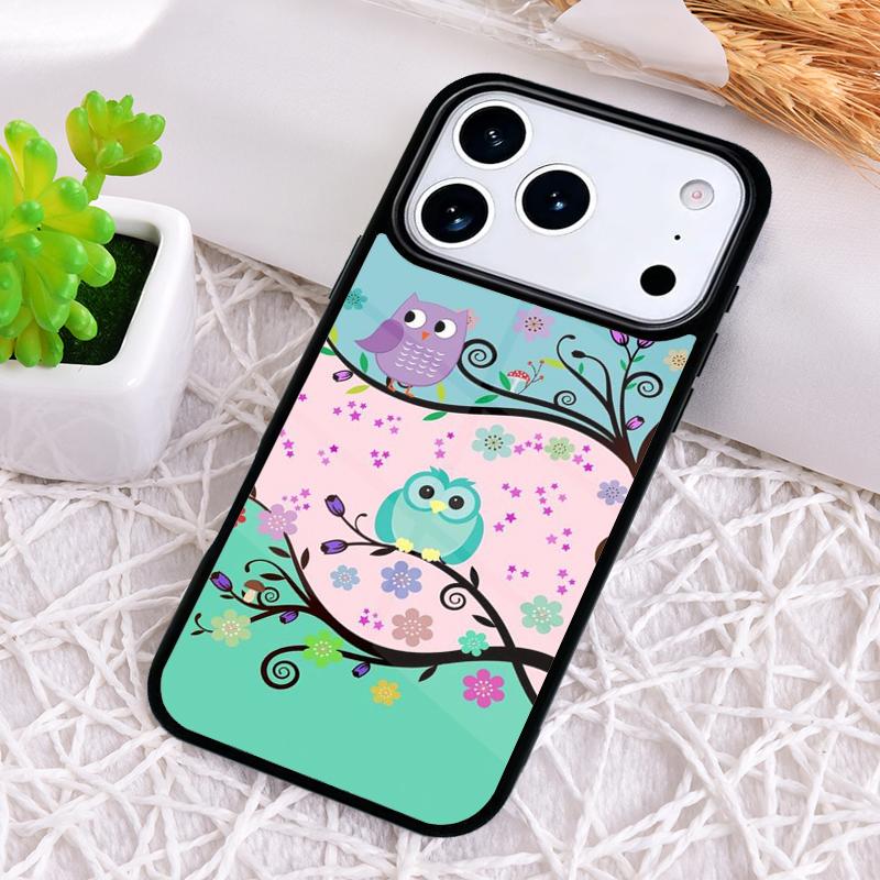 Cute Cartoon Owl Phone Case for iPhone 17 Air 16 15 11 12 14 13 Pro Max Shockproof Cover