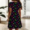 Women V Neck Floral Printed Loose Dress Plus Size Summer Casual Outfit