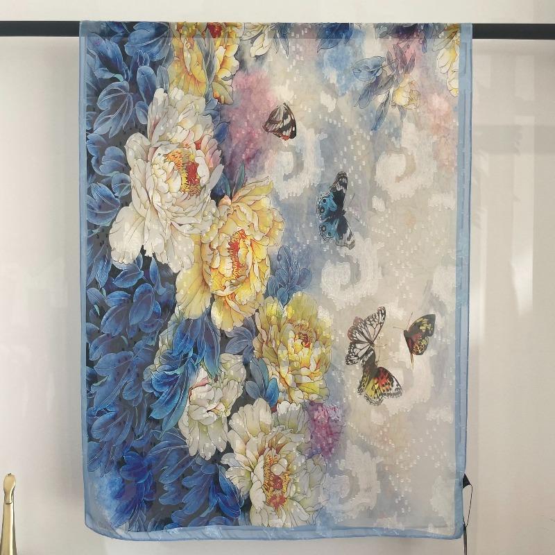 

New xiangyunsha silk scarf - fashionable cutwork design, elegant chinese style long scarf 70-180cm