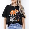 Corgi Mama T-Shirt Gift Heart Paws Corgi Dog Mom Unisex Tee Black Navy Dark Heat