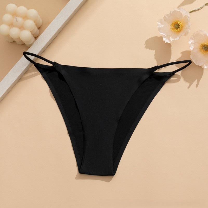 Europäischer & Amerikanischer Niedrig taillierter Klebeband Bikini-Tanga - Nahtloser Schnelltrocknender Eis-Seidenstoff mit Baumwollzwickel