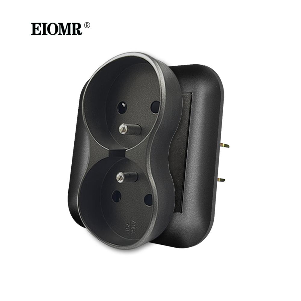 EIOMR EU Standard Power Socket with Iron Claw Black Flame Retardant PC Panel 110-250V Wall Socket 16A Suitable for Round Box
