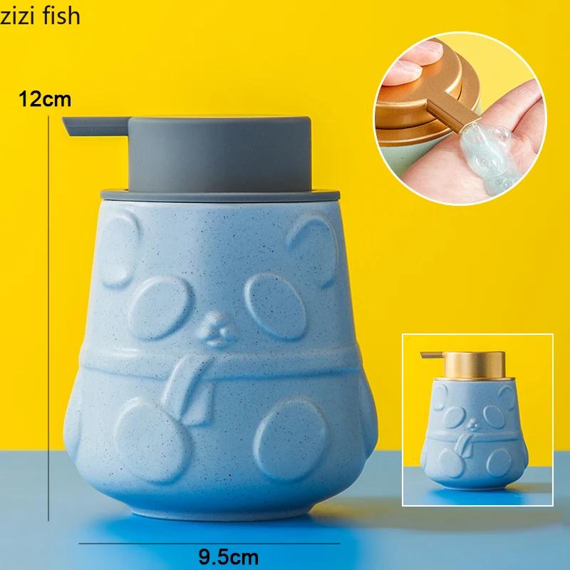 Animal Embossed Ceramic Hand Sanitizer Bottling Bathroom Shower Gel Shampoo Lotion Bottle Household Disinfectant Press Container