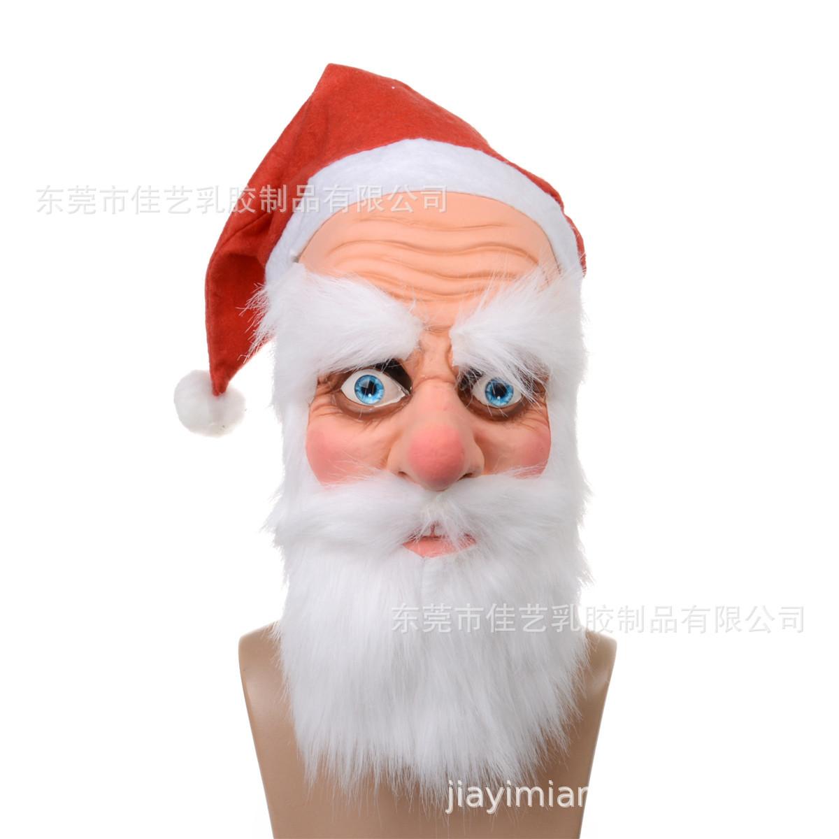 New Christmas product: Santa Claus mask headgear Santa Claus latex half-face Christmas mask Half-faced Santa Claus（