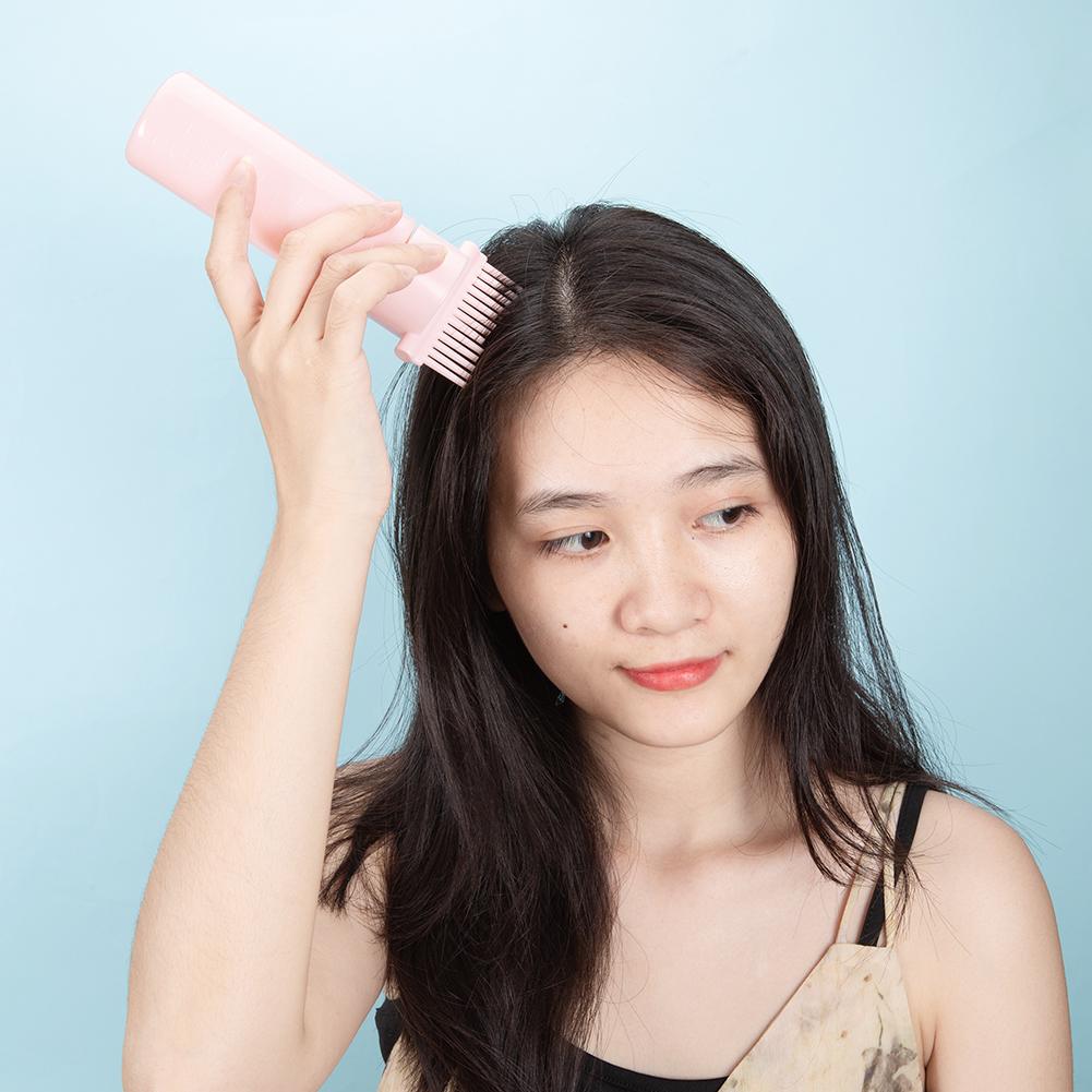 180ml with Graduated Scale Root Comb Applicator Bottle Refillable Multicolor Squeeze Bottle Applicator for Hair Oil Salon Care