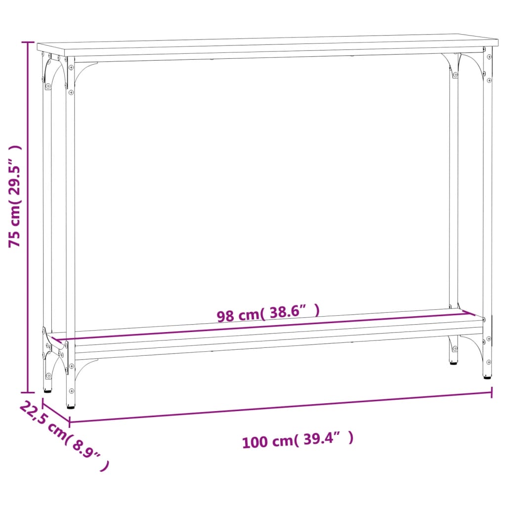Console Table Sonoma Oak 100 x 22.5 x 75 cm Wood Based Panel