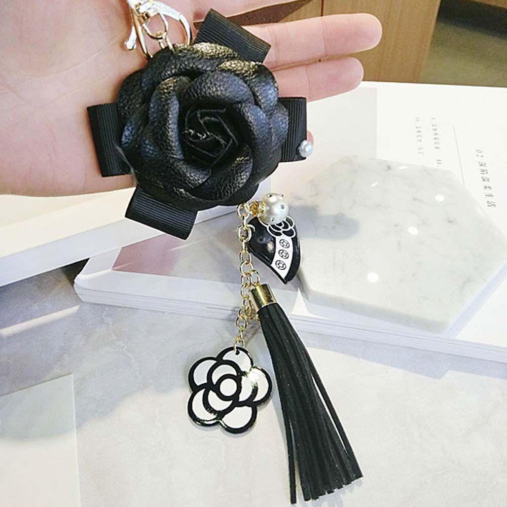 Car Key Ring Umbrella Gifts Bag Ornaments Flower Keyring Camellia Key Chain Bag Pendant Key Chain