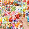 50 Sheets Cocktail Party Waterproof Stickers for DIY Journal & Suitcase Decoration