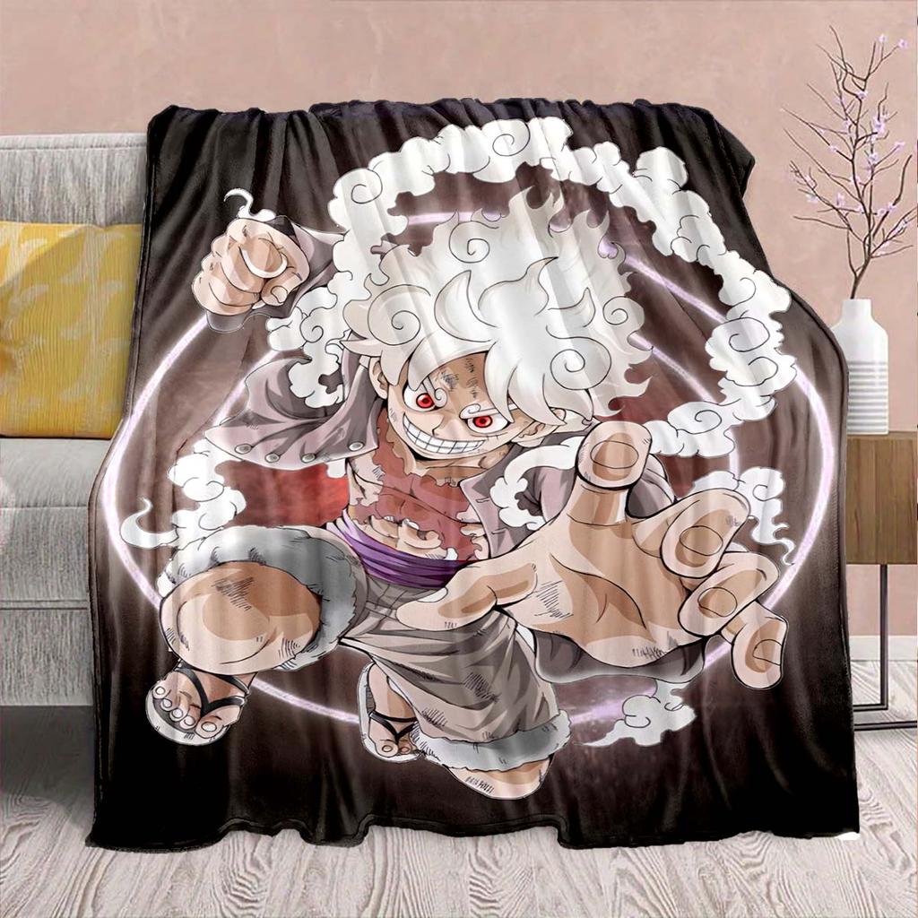One Piece Anime Flannel Blanket - Soft Warm Perfect for Sofa, Bedding Camping Travel Office Home Decor -QJY