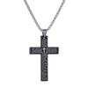Collana con Croce di Gesù Cristiana per Uomo Donna Catene in Acciaio Inossidabile Choker Religione Ciondoli Blu Gioielli Regali per Preghiera Battesimo
