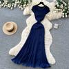 Elegant Lace Patchwork Knitted Midi Long Dress Women Chic Short Sleeve Ruffles Slim Fit Dresses 2026 Casual Daily Office Outfit