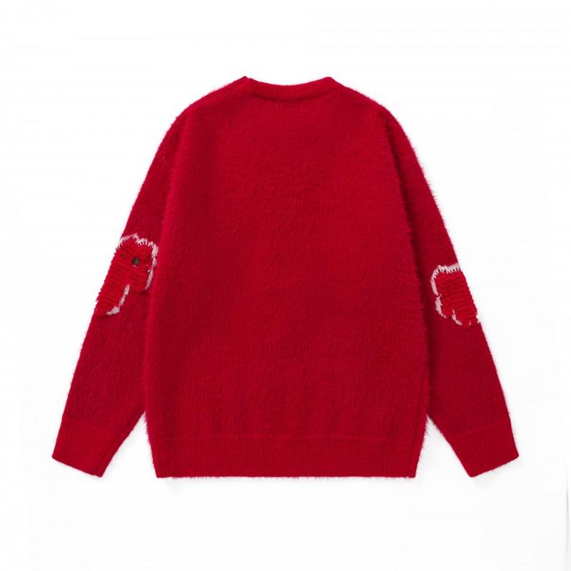 Unisex Oversized Chunky Knit Sweater With Horse Motif Jacquard Winter Warm Casual Pullover
