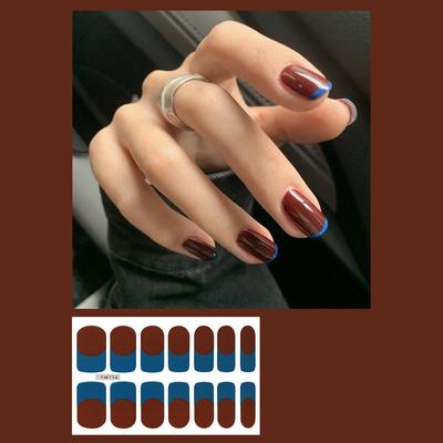 14 szt./arkusz Paznokcie na klej Jednolity kolor Gradientowa naklejka na paznokcie Gotowy manicure Szybkie paznokcie
