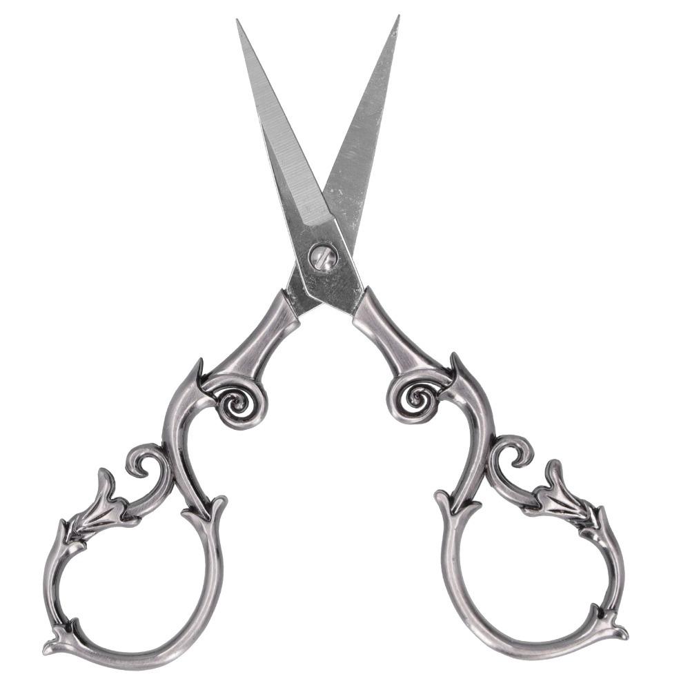 Retro Scissors Stainless Steel Gourd Shape DIY Vintage Small Embroidery Cutting ToolsGray Silver