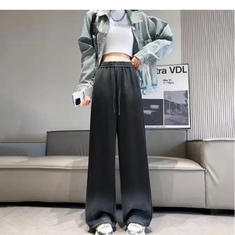 Women's Wide-leg Pants Korean Loose Fashion High-waist Gradient Tie-dye Straight-leg Sports Casual Pants Spring Autumn New Style