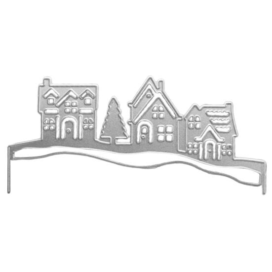 

Режущий штамп Узор Рождественский домик Легкий для резки Углеродистая сталь Искусство Ремесло Шаблон для тиснения для DIY серебряный