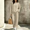 Casual Dames Crewneck Sweatshirt en Broek Set met Zakken - Herfst Winter Outfit, Twee Delig Comfortabel Trainingspak