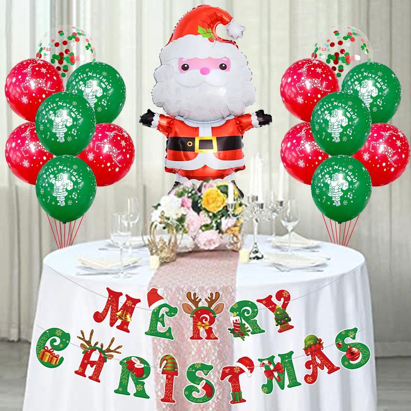 Christmas flag balloon set Santa cane Christmas tree theme party decoration scene arrangement