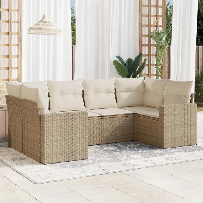 VidaXL Garden Lounge Set with Cushions 6 Pcs Beige Braided Resin 3219368