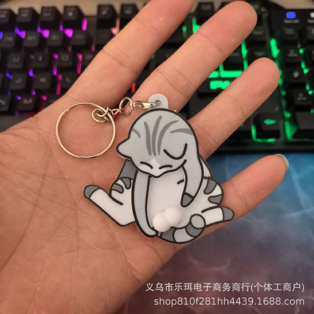 Creative Pull-Apart Cat Keychain - Cute Rotating Toy for Backpack and Bag Decoration
