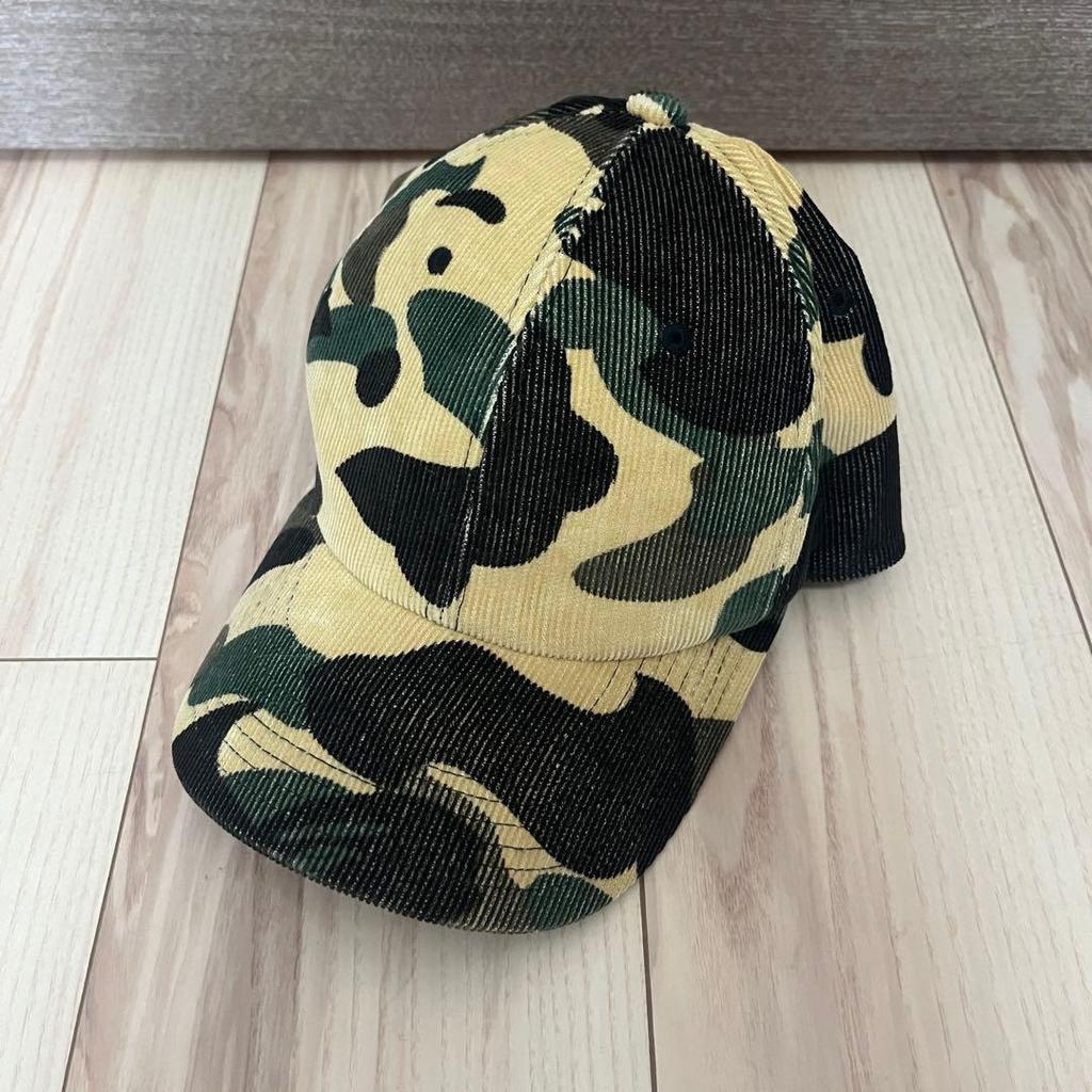 Used A BATHING APE corduroy baseball cap camo camouflage