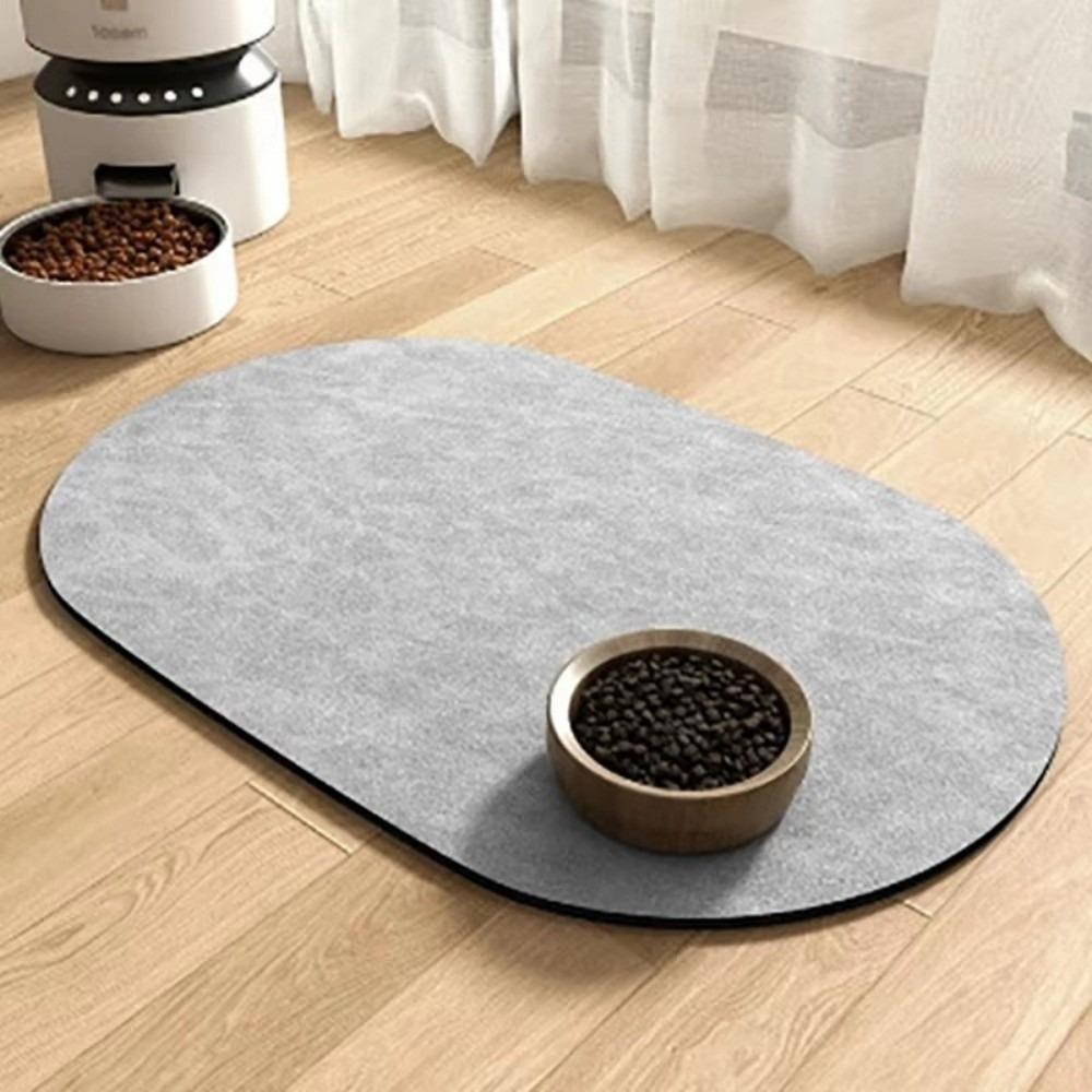 New Oval Pet Feeding Mat Waterproof Absorbent Pet Placemat Non-Slip Quick-dry Dog Water Dispenser Mat For Cats Dogs серый