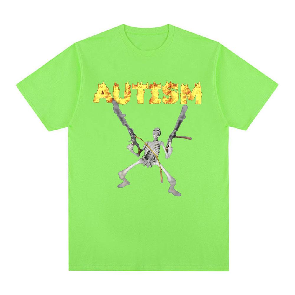 Funny Autism Skeleton Meme T Shirt Humor Skull Meme Women Fashion Hip Hop T-shirt Casual Cotton Short Sleeve Summer T-shirts