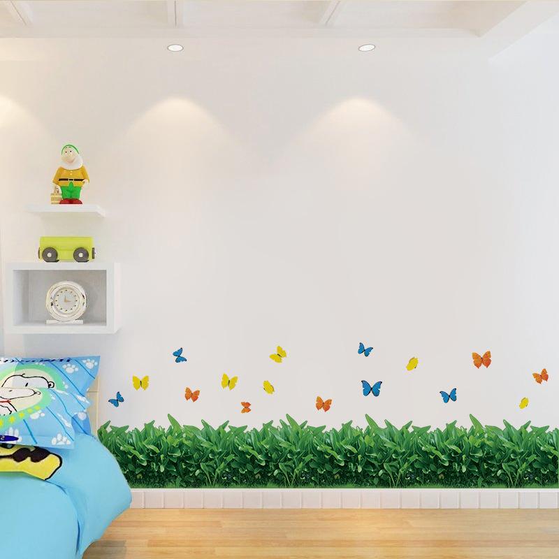 

Зеленое лиственное растение плинтус угол коридор украшение самоклеящаяся живопись удалить наклейки на стену 50*70CM