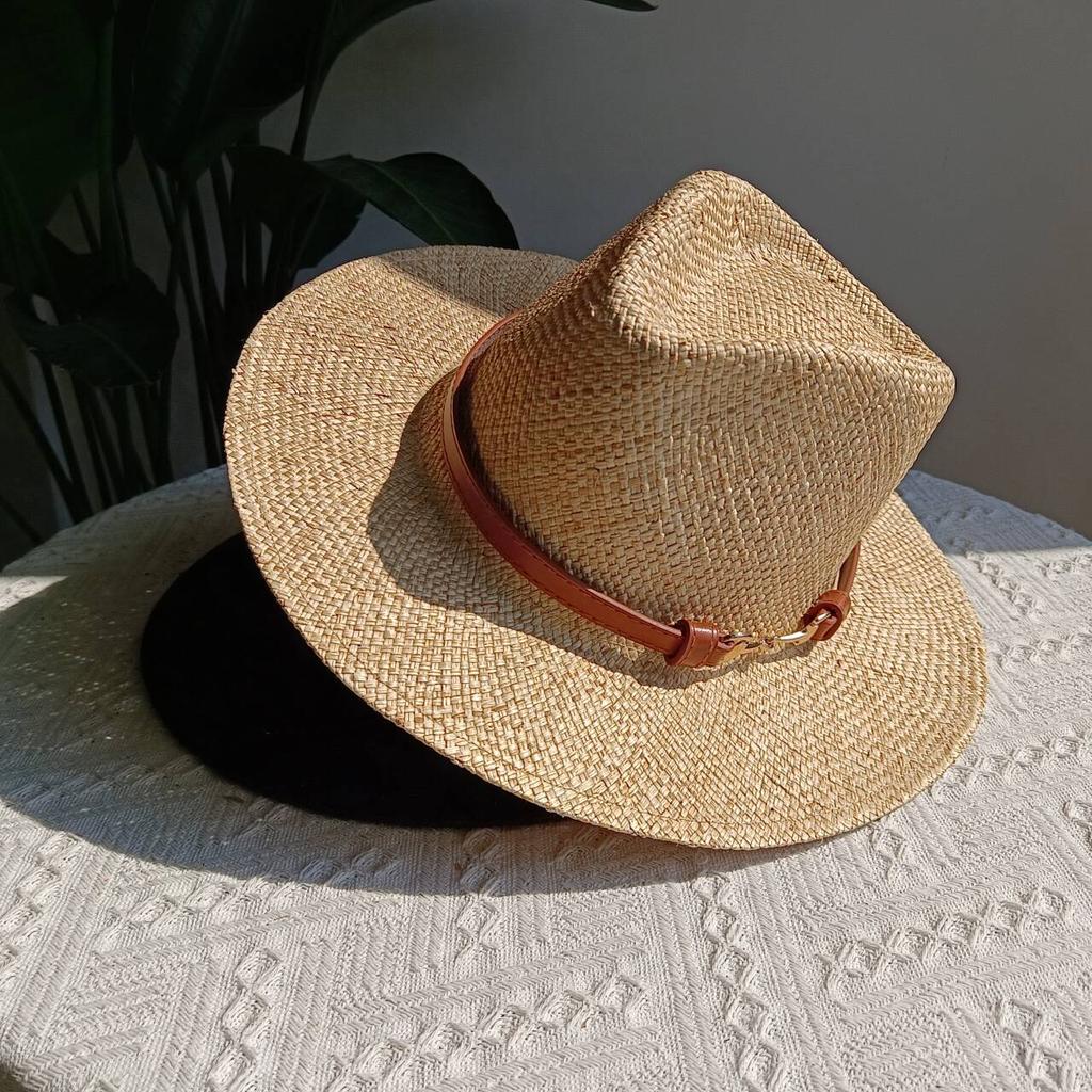 Summer straw hat 2025 new treasure grass material jazz ladies straw hat outdoor travel sun protection beach sun hat