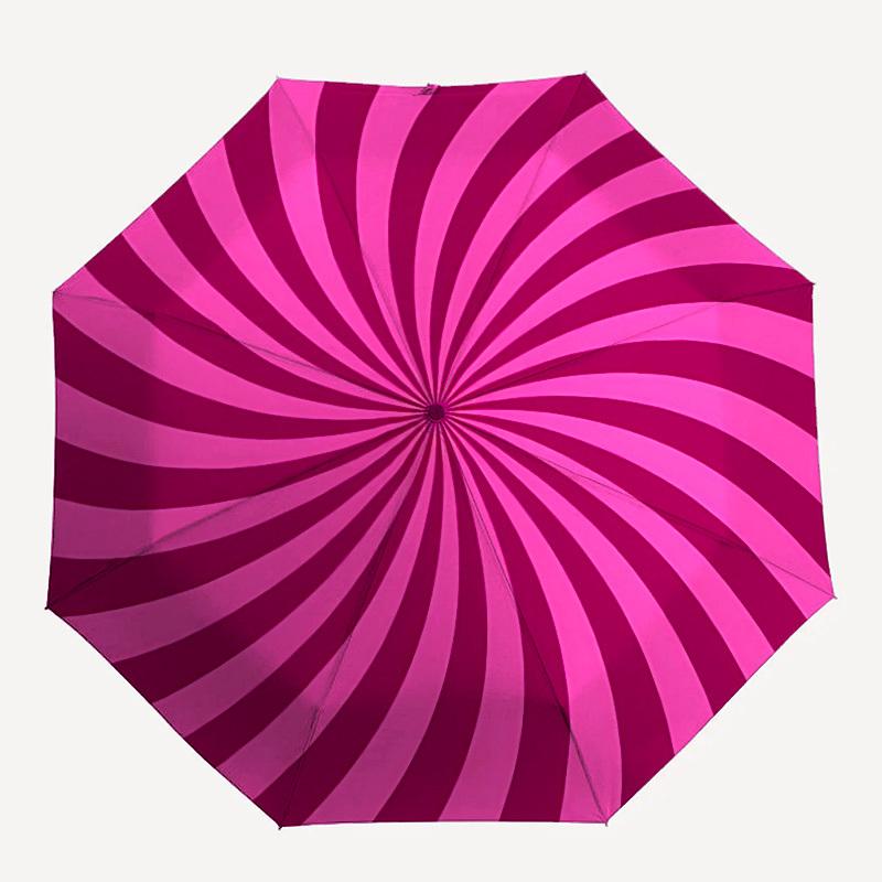 1pc Spiral Pattern Automatic Folding Umbrella - 8-Rib Compact Travel Umbrella Durable & Portable for Outdoor Use, Perfect Gift013