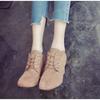 2026 Spring Fall Retro  Oxfords Block High Heels Faux Suede Office Lady Daily Shoes Lace Up Comfort Pumps Pus Size