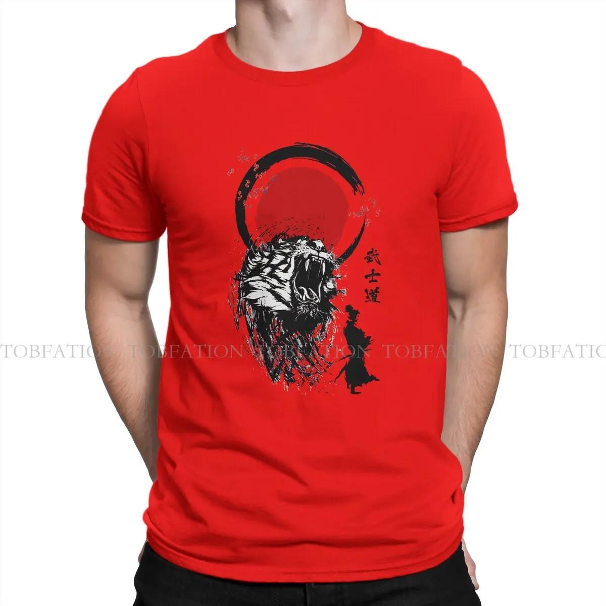Samurai Tiger TShirt For Male Samurai Style Clothing Fashion T Shirt 100 Cotton Print Fluffy Creative Gift S