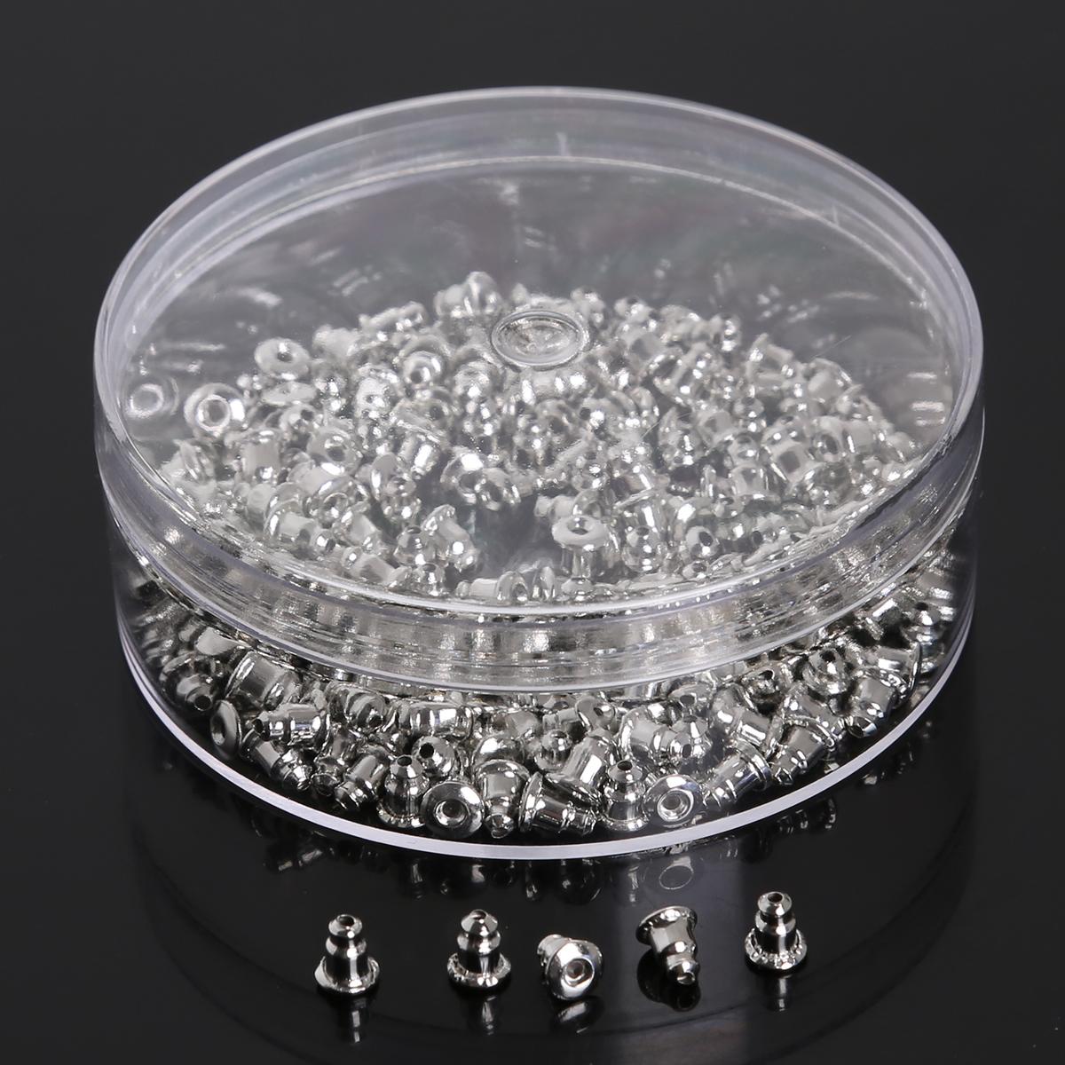 

1 коробка, заглушки для сережек из пластика и сплава, пробки для сережек-гвоздиков, заглушки для изготовления ювелирных изделий «сделай сам», аксессуары для изготовления 5x6mm 200pcs серебряный