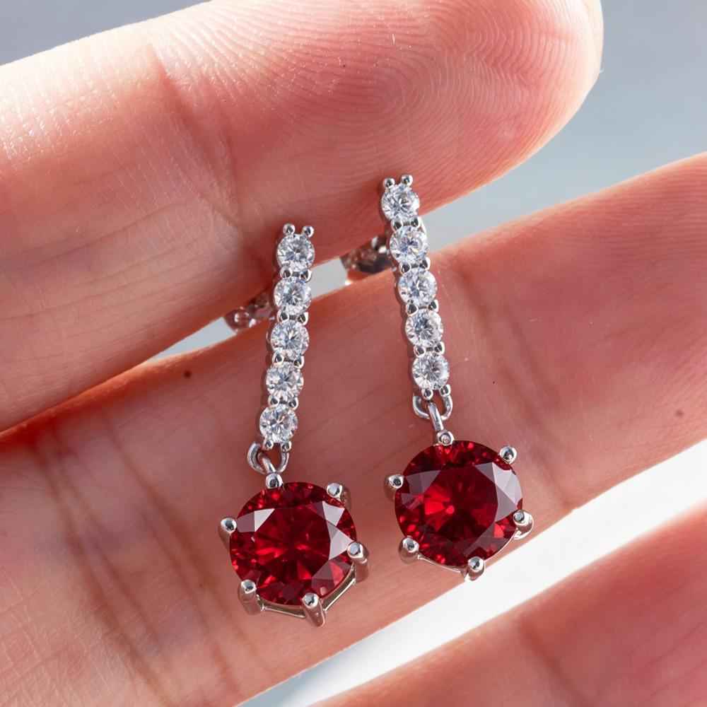 6.5mm Drop Dangle Moissanite Earrings S925 Sterling Silver Linear Chain Fine Jewelry For Women